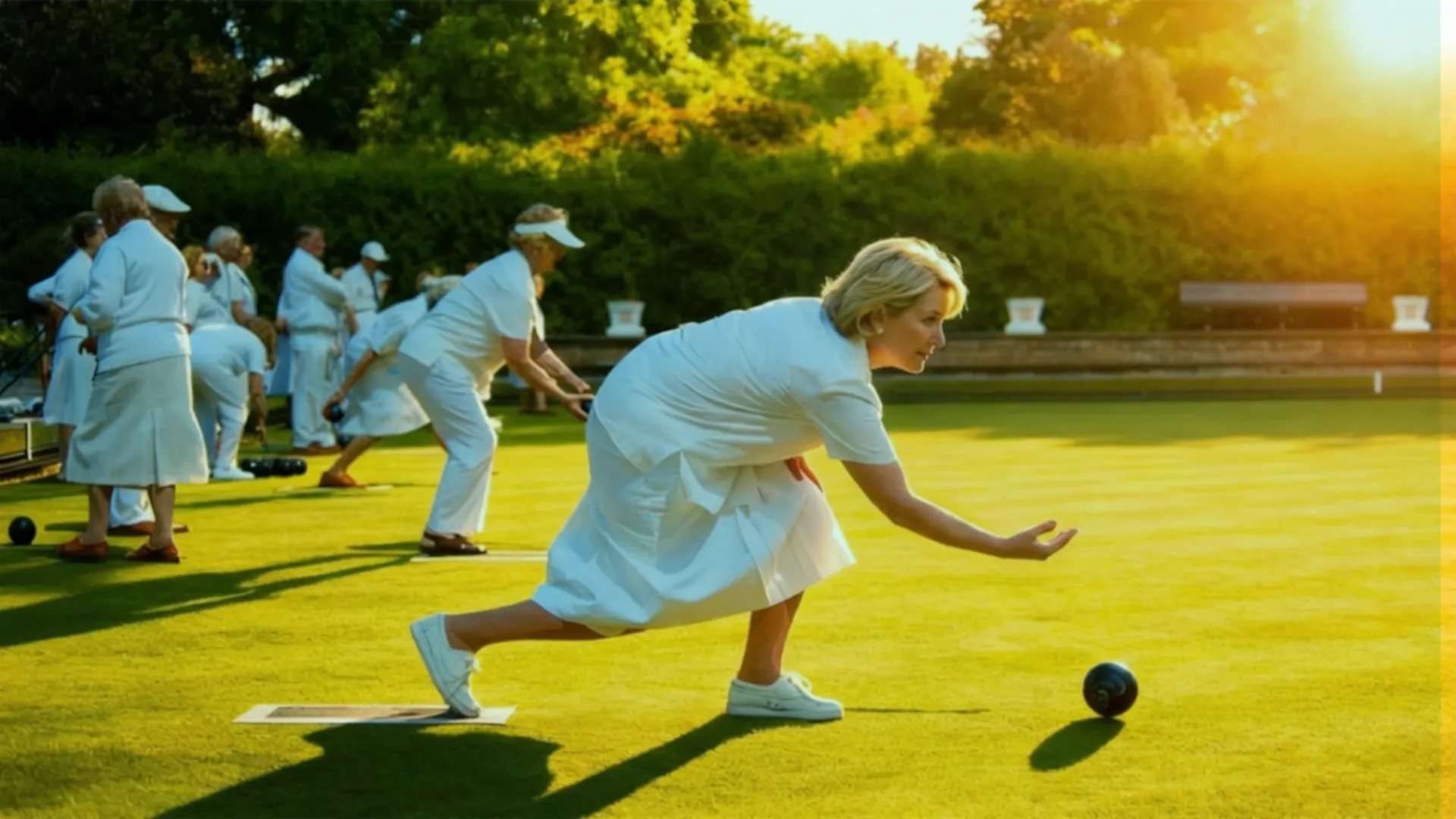 An older woman is keeping her hands and wrists active by playing bowls.