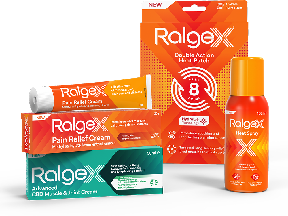 The various types of Ralgex products, grouped together in one shot.